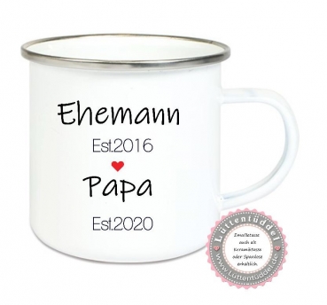 ♥ zauberhafte Tasse Emailletasse Becher  Dino 1; Name, Wunschname, Sterne KITA Kindergarten, Geburtstag, Einschulung, Kindergeburtstag, Dankeschön, Abschied, Jubiläum, Geschenk, Becher von Lüttentüddel - Kopie
